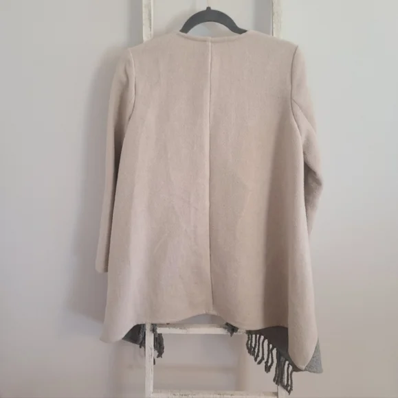 BB Dakota cardigan coat womens small wool blend colorblock fringe - Picture 5 of 5